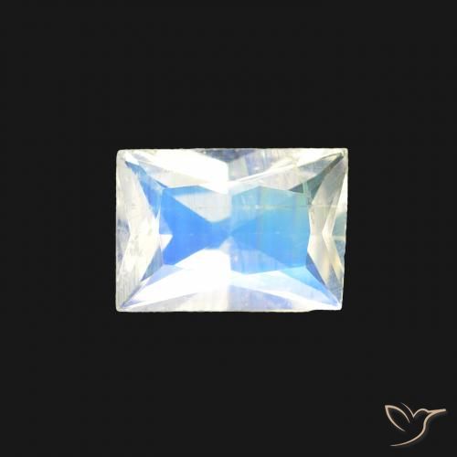 0.40ct Natürlicher Bläulich-weiß Regenbogenmondstein, Baguette, Transparent
