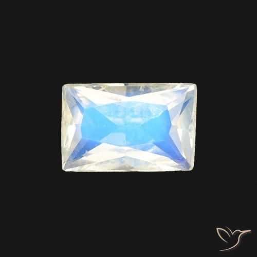 0.50ct Natürlicher Bläulich-weiß Regenbogenmondstein, Baguette, Transparent