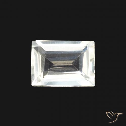 0.75ct Natürlicher Bläulich-weiß Regenbogenmondstein, Baguette, Transparent