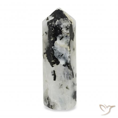 27.92ct Natürlicher Weiß mit Schwarz Regenbogenmondstein, Fantasie, Lichtundurchlässig