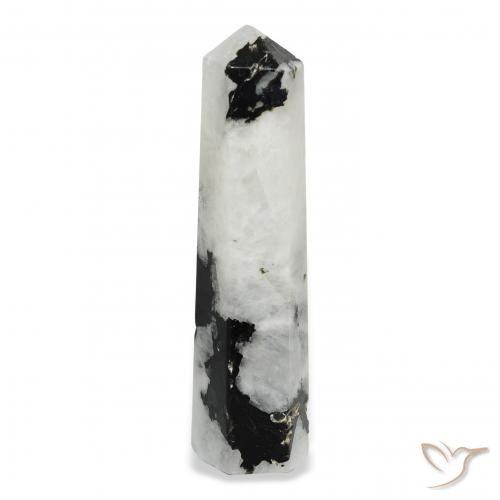 33.97ct Natürlicher Weiß mit Schwarz Regenbogenmondstein, Fantasie, Lichtundurchlässig