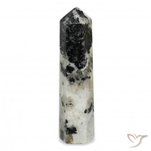 38.85ct Natürlicher Weiß mit Schwarz Regenbogenmondstein, Fantasie, Lichtundurchlässig