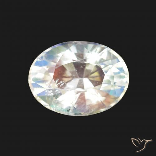 1.64ct Mehrfarbiges Weiß Regenbogenmondstein, Oval, VS