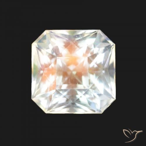 1.87ct Mehrfarbiges Weiß Regenbogenmondstein, Smaragdschliff, VVS-VS