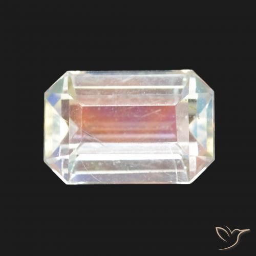 2.11ct Mehrfarbiges Weiß Regenbogenmondstein, Smaragdschliff, VVS-VS