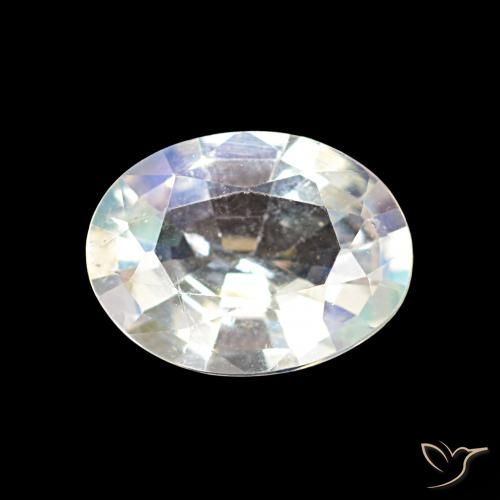 1.18ct Mehrfarbiges Weiß Regenbogenmondstein, Oval, VS