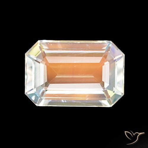 2.62ct Mehrfarbiges Weiß Regenbogenmondstein, Smaragdschliff, VVS