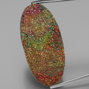 35,58 ctw natürlicher mehrfarbiger Regenbogen-Pyrit, Oval Schliff, Lichtundurchlässig