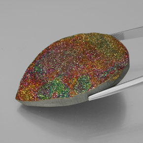 9,17 ctw natürlicher Mehrfarbig Regenbogenpyrit, Birnenform, Lichtundurchlässig