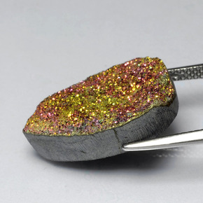 9,17 ctw natürlicher Mehrfarbig Regenbogenpyrit, Birnenform, Lichtundurchlässig