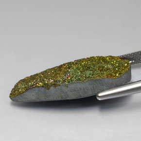 9,17 ctw natürlicher Mehrfarbig Regenbogenpyrit, Birnenform, Lichtundurchlässig