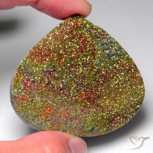130.91ct Natürlicher Mehrfarbig Regenbogenpyrit, Birnenform, Lichtundurchlässig