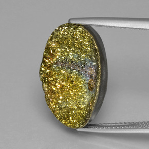 12,80 ctw natürlicher mehrfarbiger Regenbogen-Pyrit, Oval Schliff, Lichtundurchlässig