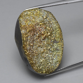 30,22 ctw natürlicher mehrfarbiger Regenbogen-Pyrit, Oval Schliff, Lichtundurchlässig