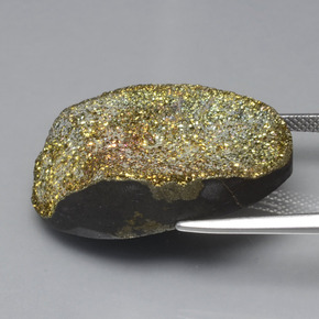 30,22 ctw natürlicher mehrfarbiger Regenbogen-Pyrit, Oval Schliff, Lichtundurchlässig