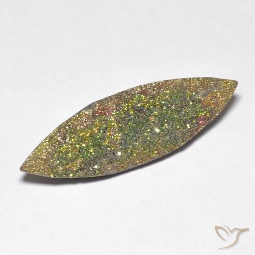 5,52 ctw natürlicher mehrfarbiger Regenbogen-Pyrit, Marquise, Lichtundurchlässig