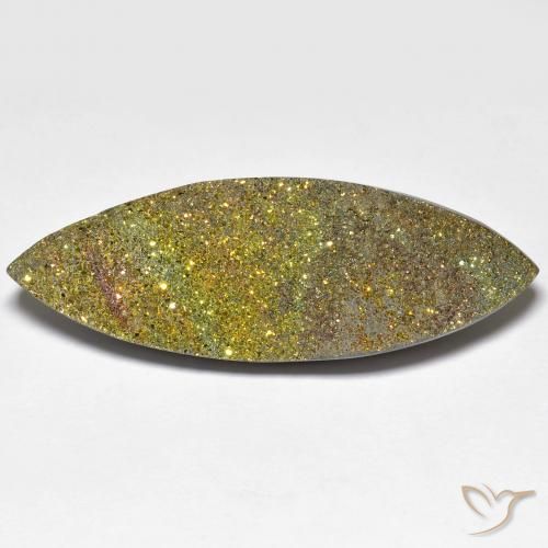 25.96ct Natürlicher Mehrfarbig Regenbogenpyrit, Marquise, Lichtundurchlässig