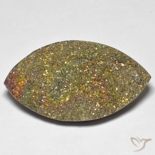 25.84ct Natürlicher Mehrfarbig Regenbogenpyrit, Marquise, Lichtundurchlässig