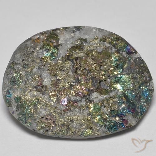 43.56ct Natürlicher Mehrfarbig Regenbogenpyrit, Fantasie, Lichtundurchlässig