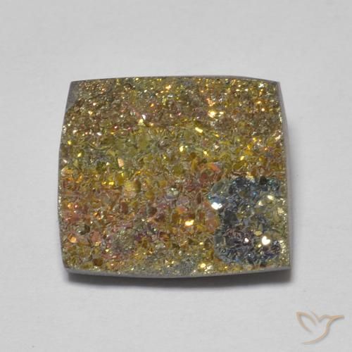 5.14ct Natürlicher Mehrfarbig Regenbogenpyrit, Quadrat, Lichtundurchlässig