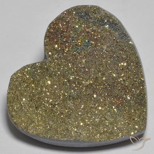 29.66ct Natürlicher Mehrfarbig Regenbogenpyrit, Herz, Lichtundurchlässig