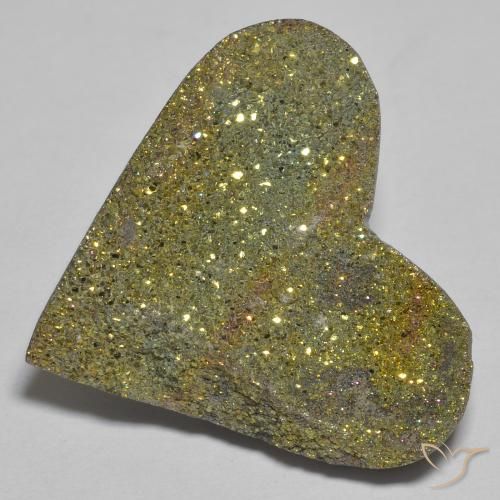 18.98ct Natürlicher Mehrfarbig Regenbogenpyrit, Herz, Lichtundurchlässig