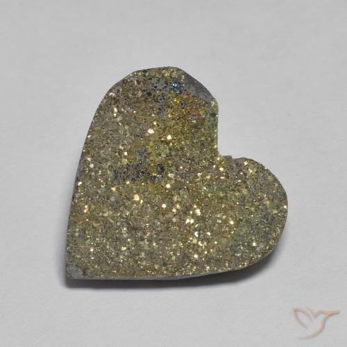 6.09ct Natürlicher Mehrfarbig Regenbogenpyrit, Herz, Lichtundurchlässig