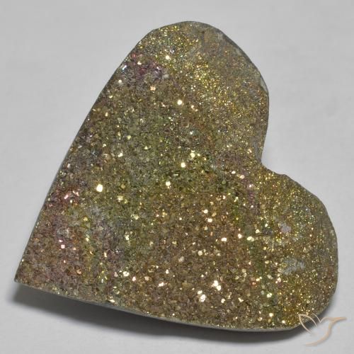 26.42ct Natürlicher Mehrfarbig Regenbogenpyrit, Herz, Lichtundurchlässig