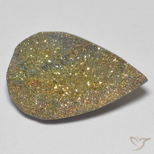 13.19ct Natürlicher Mehrfarbig Regenbogenpyrit, Birnenform, Lichtundurchlässig