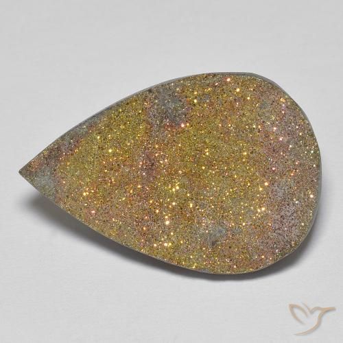 13.57ct Natürlicher Mehrfarbig Regenbogenpyrit, Birnenform, Lichtundurchlässig
