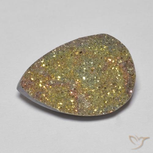 8.05ct Natürlicher Mehrfarbig Regenbogenpyrit, Birnenform, Lichtundurchlässig