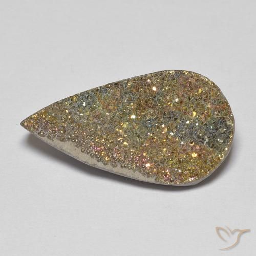 8.68ct Natürlicher Mehrfarbig Regenbogenpyrit, Birnenform, Lichtundurchlässig
