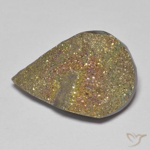 14.54ct Natürlicher Mehrfarbig Regenbogenpyrit, Birnenform, Lichtundurchlässig