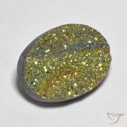 12.55ct Natürlicher Mehrfarbig Regenbogenpyrit, Oval, Lichtundurchlässig