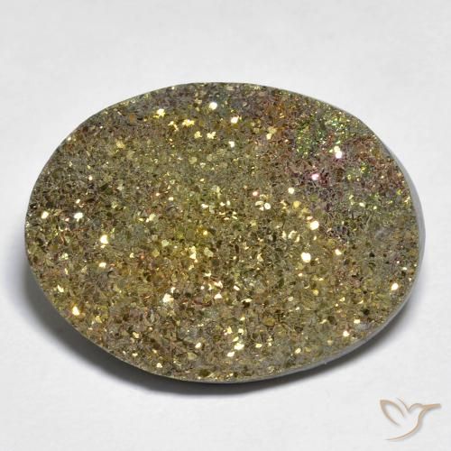 19.53ct Natürlicher Mehrfarbig Regenbogenpyrit, Oval, Lichtundurchlässig