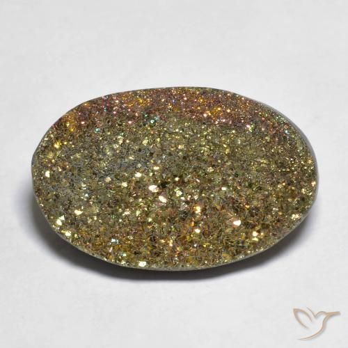 14.61ct Natürlicher Mehrfarbig Regenbogenpyrit, Oval, Lichtundurchlässig