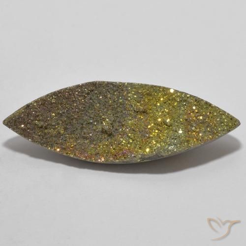 6.89ct Natürlicher Mehrfarbig Regenbogenpyrit, Marquise, Lichtundurchlässig