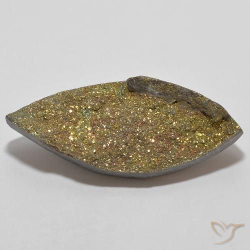 13.66ct Natürlicher Mehrfarbig Regenbogenpyrit, Marquise, Lichtundurchlässig