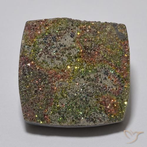9.32ct Natürlicher Mehrfarbig Regenbogenpyrit, Quadrat, Lichtundurchlässig