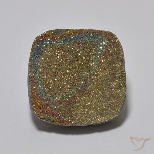 10.04ct Natürlicher Mehrfarbig Regenbogenpyrit, Kissen, Lichtundurchlässig