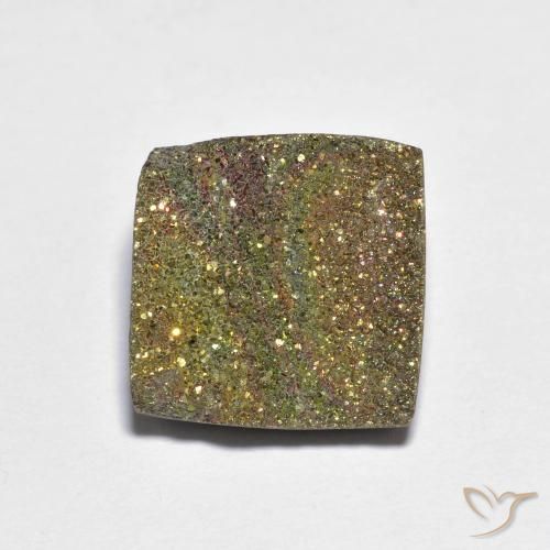 8.26ct Natürlicher Mehrfarbig Regenbogenpyrit, Quadrat, Lichtundurchlässig