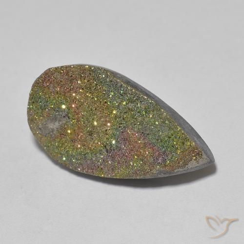 8.03ct Natürlicher Mehrfarbig Regenbogenpyrit, Birnenform, Lichtundurchlässig