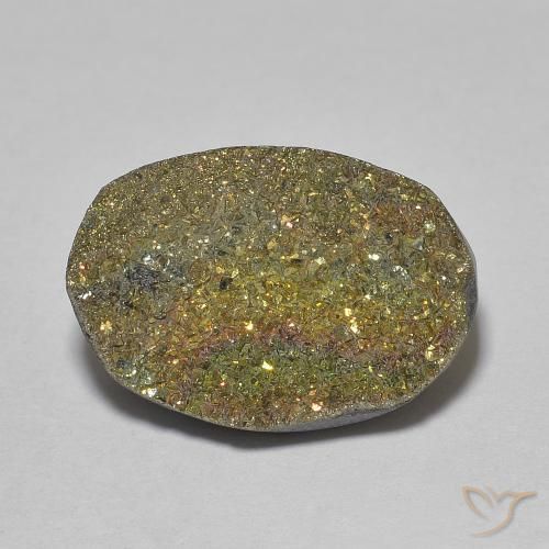 7.46ct Natürlicher Mehrfarbig Regenbogenpyrit, Oval, Lichtundurchlässig