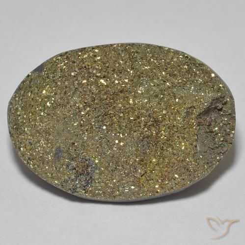 18.68ct Natürlicher Mehrfarbig Regenbogenpyrit, Oval, Lichtundurchlässig