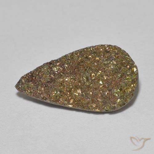 5.38ct Natürlicher Mehrfarbig Regenbogenpyrit, Birnenform, Lichtundurchlässig