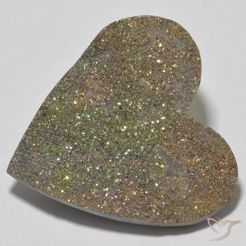 20.14ct Natürlicher Mehrfarbig Regenbogenpyrit, Herz, Lichtundurchlässig