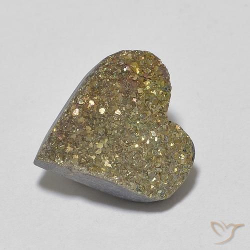 4.50ct Natürlicher Mehrfarbig Regenbogenpyrit, Herz, Lichtundurchlässig