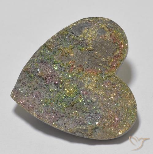17.87ct Natürlicher Mehrfarbig Regenbogenpyrit, Herz, Lichtundurchlässig