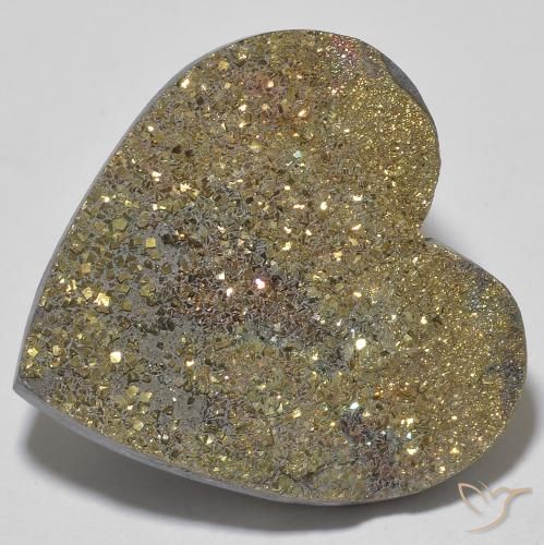 28.68ct Natürlicher Mehrfarbig Regenbogenpyrit, Herz, Lichtundurchlässig