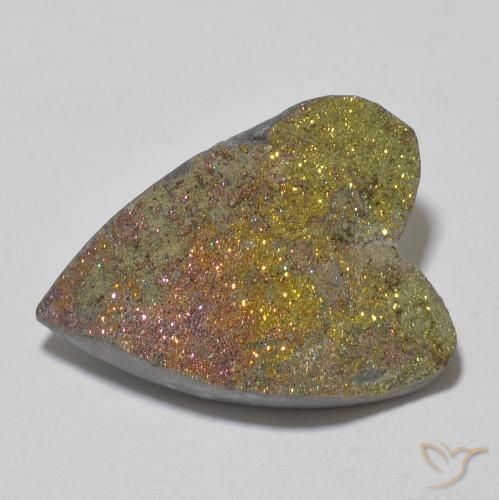 12.80ct Natürlicher Mehrfarbig Regenbogenpyrit, Herz, Lichtundurchlässig